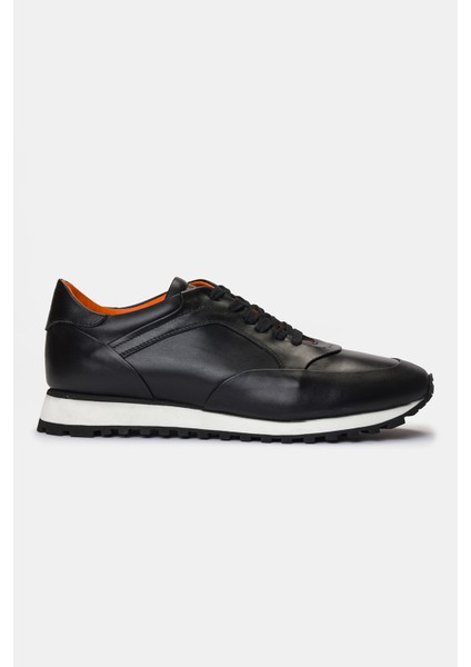 Erkek Siyah Deri Sneaker