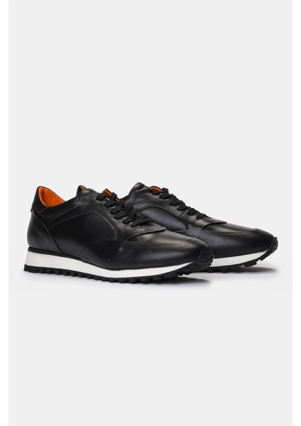 Erkek Siyah Deri Sneaker