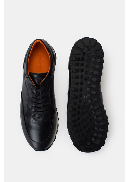 Erkek Siyah Deri Sneaker