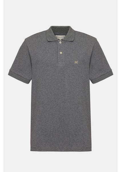 Erkek Gri Melanj Kısa Kollu Polo Yaka T-Shirt