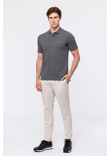 Erkek Gri Melanj Kısa Kollu Polo Yaka T-Shirt fiyatları