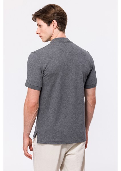 Erkek Gri Melanj Kısa Kollu Polo Yaka T-Shirt fırsatları