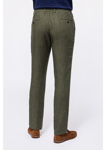 Erkek Haki Leomaster Bağcıklı Keten Pantolon modelleri