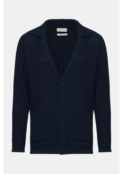 Erkek Lacivert Organik Pamuklu Düğmeli Hırka