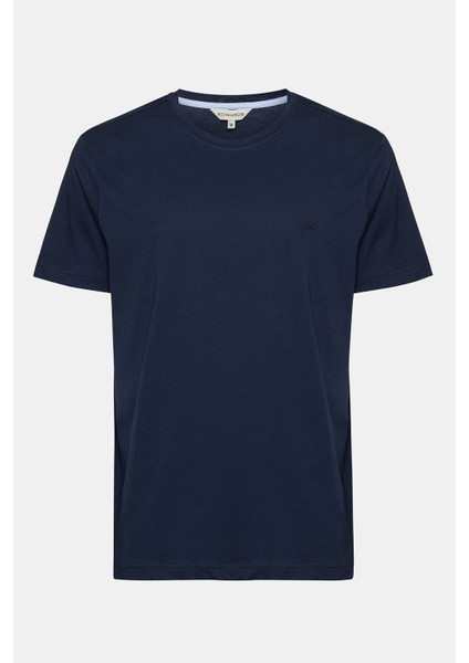 Erkek Lacivert Organik Pamuklu Bisiklet Yaka T-Shirt