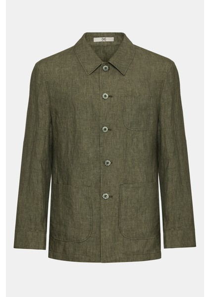 Erkek Haki Leomaster Casual Keten Ceket