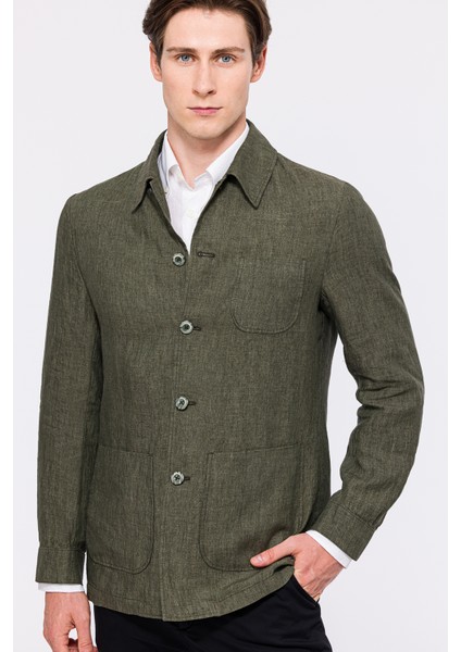Erkek Haki Leomaster Casual Keten Ceket modelleri