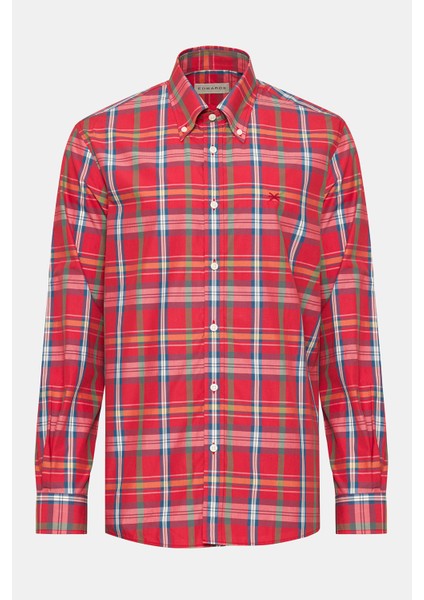 Erkek Kırmızı Cooper Fit Düğmeli Yaka Spor Gömlek indirimleri