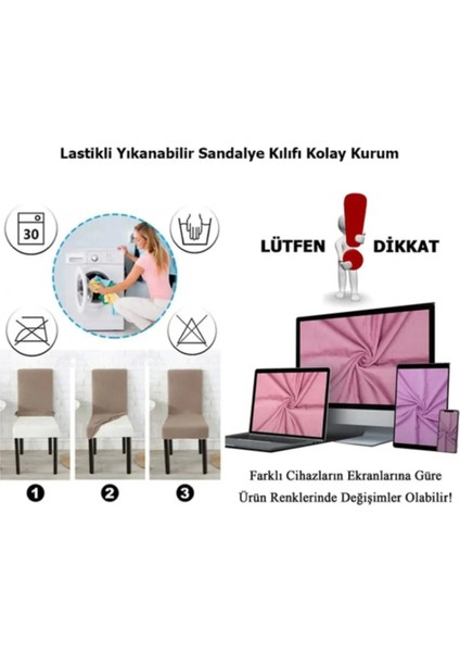 6 Adet Jakarlı Lüks Sandalye Kılıfı. Likralı Etekli Lastikli Yıkanabilir Sandalye Örtüsü