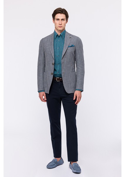 Erkek Vitale Barberis Turkuaz Yün Spor Ceket