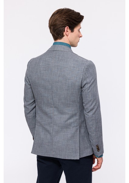 Erkek Vitale Barberis Turkuaz Yün Spor Ceket