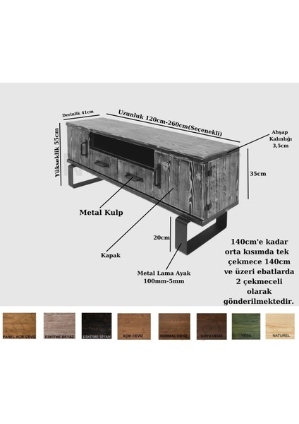 Ntconcept Voha Masif Ahşap Tv Stand - (Genişlik 200CM)