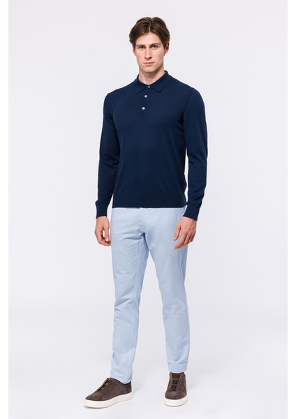 Erkek Lacivert Organik Pamuklu Polo Yaka Kazak fiyatları