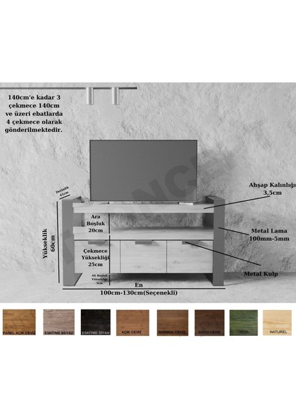 Vivien Masif Ahşap Tv Stand - (Genişlik 260CM)