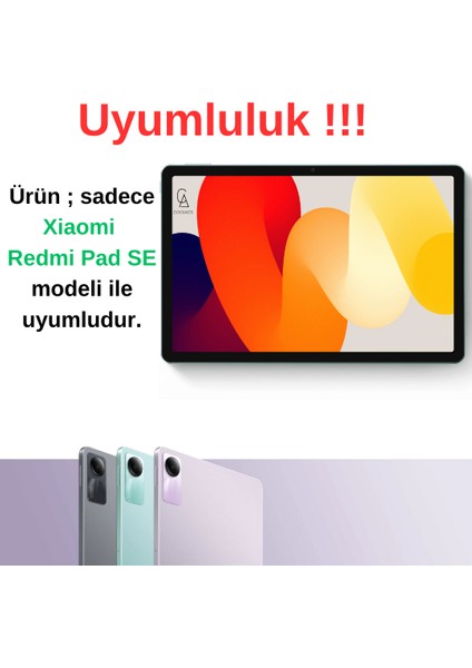 Xiaomi Redmi Pad Se ile Uyumlu Kırılmaz Tablet Temperli Cam Ekran Koruyucu