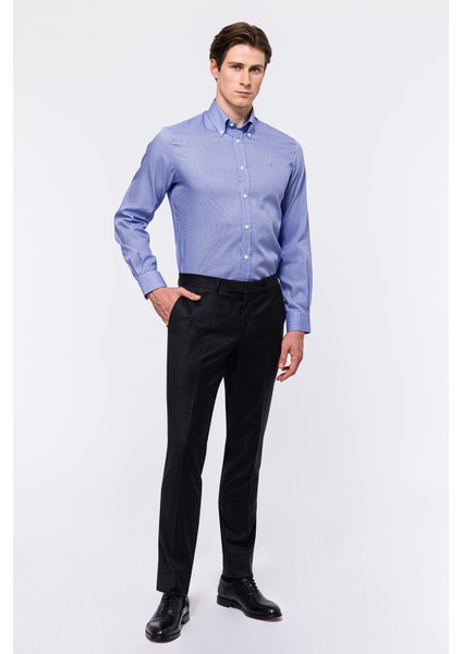 Erkek Lacivert Cooper Fit Düğmeli Yaka Klasik Gömlek fiyatları