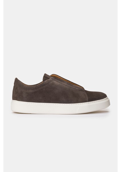 Erkek Antrasit Bağcıksız Süet Sneaker