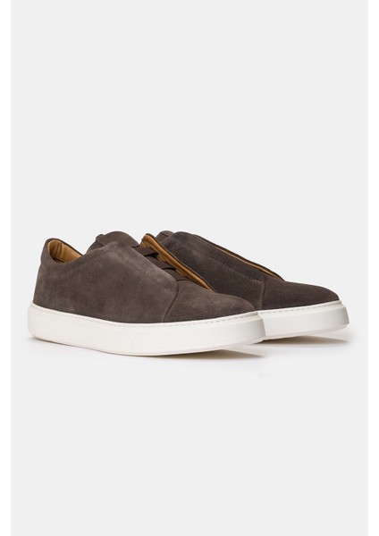 Erkek Antrasit Bağcıksız Süet Sneaker