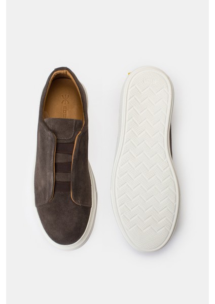 Erkek Antrasit Bağcıksız Süet Sneaker