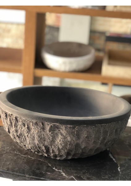 Siyah Doğal Patlatma Taşı Lavabo