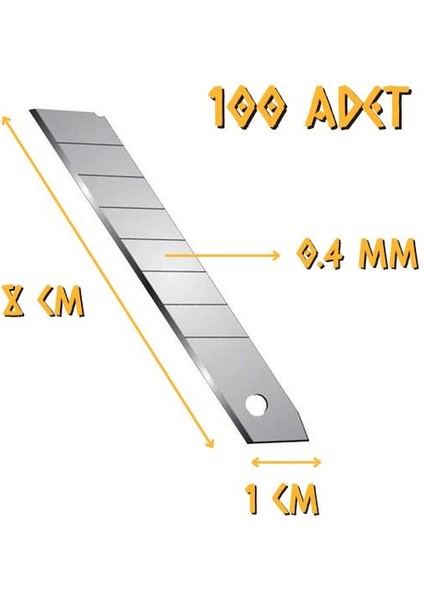 Kupa Maket Bıçağı Falçata Yedeği 9 x 0.4 Mm. - 100 Adet