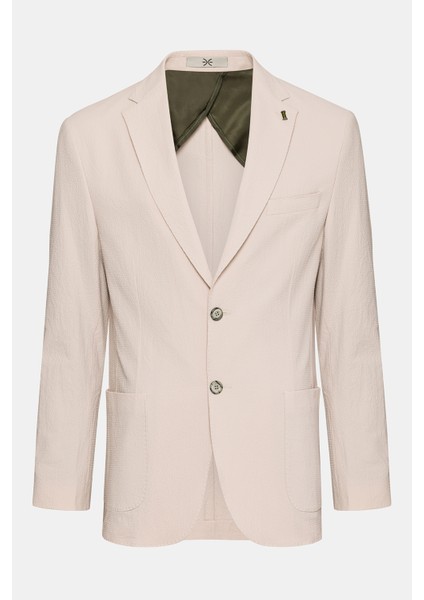 Erkek Bej Seersucker Spor Ceket