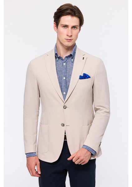 Erkek Bej Seersucker Spor Ceket modelleri