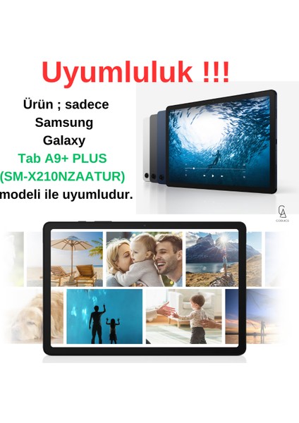 Samsung Galaxy Tab A9 Plus X-210 ile Uyumlu Kırılmaz Tablet Temperli Cam Ekran Koruyucu