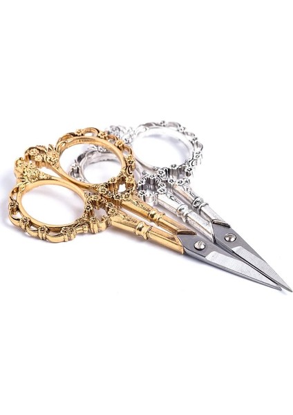 2 Adet Vintage Çiçek Desenli Makas 1 Adet Retro Makas Avrupa Antika Vintage Nail Art Makas 7.8*15 cm Boyutu Metal Tırnak Makası (Yurt Dışından)