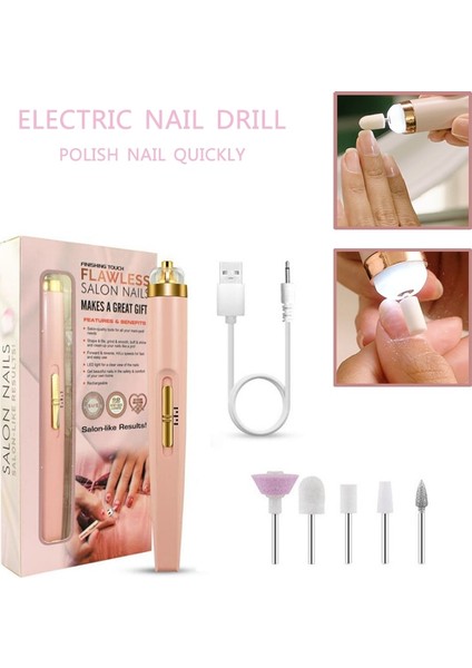 Manikür Pedikür Manikür Makinesi Seti USB Şarj Edilebilir Için LED Kesiciler Değirmeni ile Elektrikli Tırnak Matkap Makinesi (Yurt Dışından)
