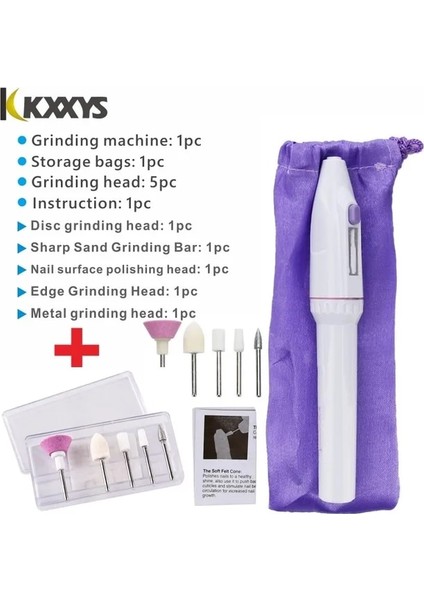 N5023 1 Takım P05 5 In1 Mini Tırnak Parlatma Makinesi Elektrikli Manikür Matkap Makinesi Aksesuarı Pedikür Jel Lehçe Dosya Tampon Tırnak Sanat Araçları (Yurt Dışından)