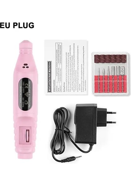 Pembe Ab Tak Elektrikli Tırnak Törpüsü Parlatma Matkap USB Şarjlı Matkap Makinesi Seti Lehçe Tırnak Sanat Kalem Tırnak Törpüsü Manikür Makinesi Tırnak Sanat Araçları (Yurt Dışından)