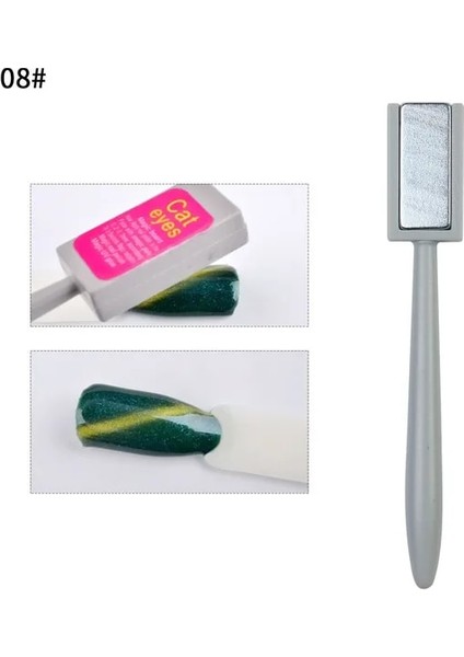 08 Nail Art Mıknatıs Sopa Kurulu Jel Vernik Kedi Gözü Hattı Şerit Etkisi Kare Yuvarlak Şekil Güçlü Manyetik Tırnak Aracı (Yurt Dışından)