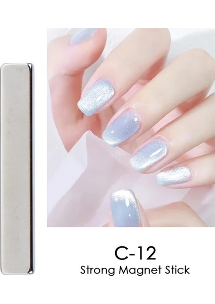 C-12 Mıknatıs Jel Vernik Nail Art Manyetik Çubuk Kurulu 9d Kedi Gözü Fransız Çizgi Şerit Etkisi Kare Güçlü Mıknatıs Tırnak Aracı JI1612 (Yurt Dışından)