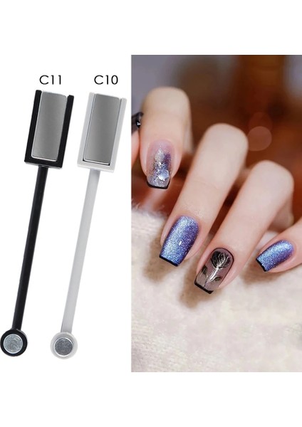 C-12 Mıknatıs Jel Vernik Nail Art Manyetik Çubuk Kurulu 9d Kedi Gözü Fransız Çizgi Şerit Etkisi Kare Güçlü Mıknatıs Tırnak Aracı JI1612 (Yurt Dışından)