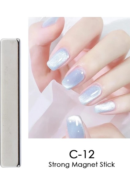 C-12 Mıknatıs Jel Vernik Nail Art Manyetik Çubuk Kurulu 9d Kedi Gözü Fransız Çizgi Şerit Etkisi Kare Güçlü Mıknatıs Tırnak Aracı JI1612 (Yurt Dışından)