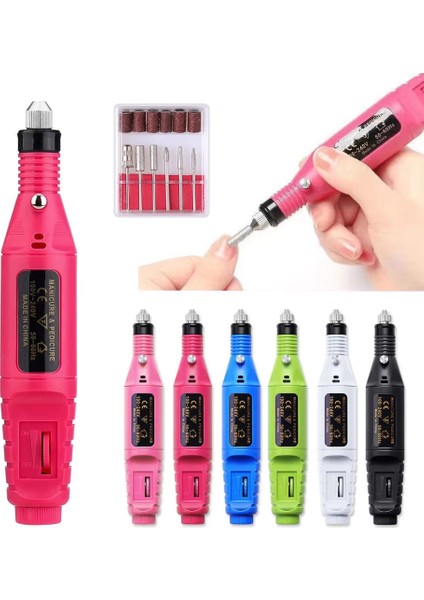 A-Blue Halaıman 6 In 1 Tırnak Matkap Makinesi Seti Manikür Zımpara Dosya Kalem Elektrikli Tırnak Zımpara Pedikür Taşlama Parlatma Araçları Delici (Yurt Dışından) modelleri