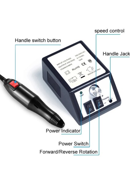 D2000 Gri Ab Profesyonel Manikür Matkap Makinesi Seti Elektrikli Tırnak Matkap Makinesi Tırnak Zımpara Jel Tırnak Eti Kaldır Tırnak Torna Dosya Lehçe Aracı (Yurt Dışından)