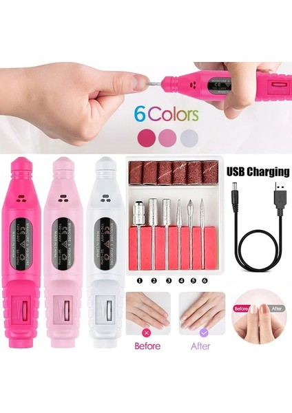 USB Seti 01-Red Halaıman USB Tırnak Matkap Manikür Seti Elektrikli Tırnak Zımpara Jel Cila Sökücü Araçları Freze Kesici Manikür Çivi Aksesuarları (Yurt Dışından) modelleri
