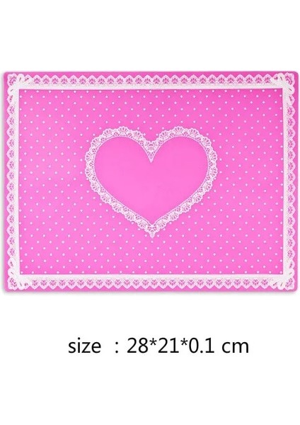 Gül Kırmızı 28*21 cm Silikon Yastık El Tutucu Yastık Dantel Masa Yıkanabilir Katlanabilir Mat Pad Tırnak Sanat Salonu Profesyonel Manikür Uygulaması (Yurt Dışından)