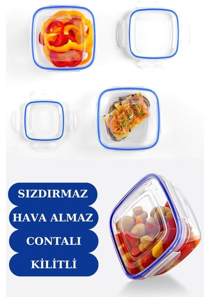 275 ml Contalı Kilitli Sızdırmaz Hava Almaz Saklama Kabı Kahvaltılık 3’lü Set (275MLX3 Adet)