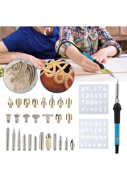 D Ahşap Parçalı 60W, Abd 60W Gravür Kalem Elektrikli Havya Ahşap Yakma Kiti Saygısız Kelime Kabartma Pyrography Aracı Zanaat Seti (Yurt Dışından)
