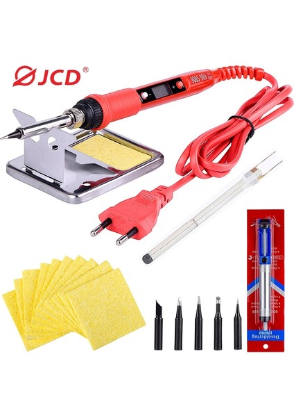 Gümüş 80W 220V, Abd Jcd Havya Kitleri 80W Ayarlanabilir Sıcaklık 220V LCD Dijital Ekran Isıtıcı Lehimleme Ipuçları Lehim Sökme Pompası Kaynak Araçları (Yurt Dışından)