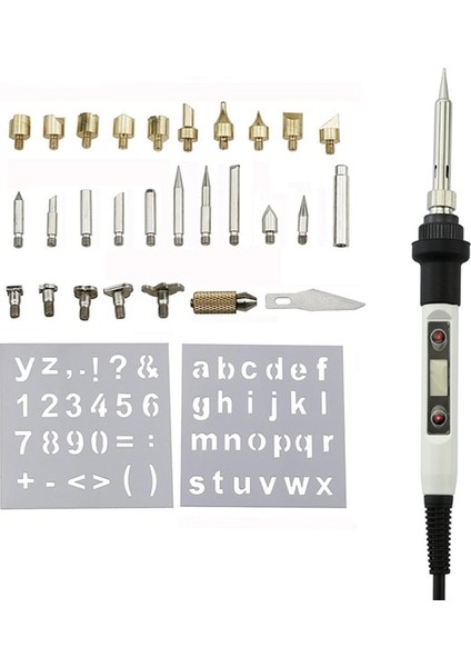 80W Beyaz Oyma 220V Ab Tak Pyrography Gravür Elektrikli Havya Kalem Seti 60W 80W Sıcaklık Ayarlanabilir Havya Kaynak Aleti Seti (Yurt Dışından)