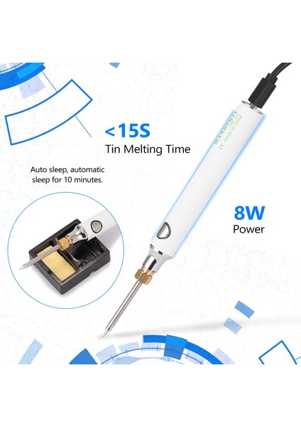 4 Uçlu Handskit USB Şarj Havya 5V 8W Ayarlanabilir Sıcaklık Elektrikli Havya Kiti ile Lehimleme Istasyonu Lehim Teli (Yurt Dışından)