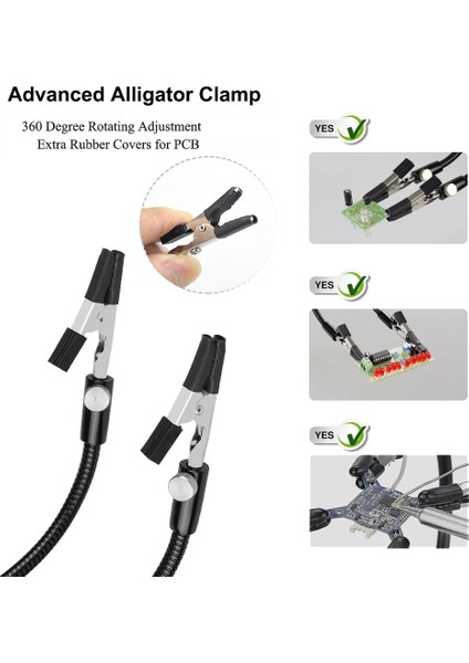 T-SS1M-BK9 Newacalox Yardımcı Eller Pcb Tutucu Için Üçüncü El Lehimleme Istasyonu 3x LED Büyüteç Kaynak Aracı ile 4 Esnek Manyetik Kol (Yurt Dışından)