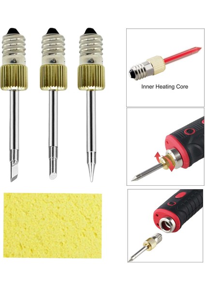 B-Gold 01 3 Adet Pirinç Kaynak Lehimleme Ipuçları Dişli Lehimleme Kafası Temizleme Süngeri ile Yedek Lehimleme Ipuçları E10 Arayüzü Aracı (Yurt Dışından) modelleri