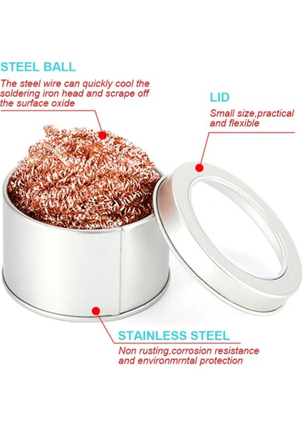 Set6 Temizleme Topu Lehim Sökme Havya Örgü Filtre Temizleme Memesi Ucu Bakır Tel Temizleme Topu Metal Cüruf Kutusu Temiz Top (Yurt Dışından) modelleri