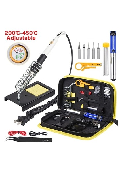 Resim Rengi 60W 110V, Abd Jcd 220V 60W Elektrikli Havya Ayarlanabilir Sıcaklık Lehim Kaynak Rework Havya Kiti Pompa Standı Tutucu Ipuçları (Yurt Dışından)
