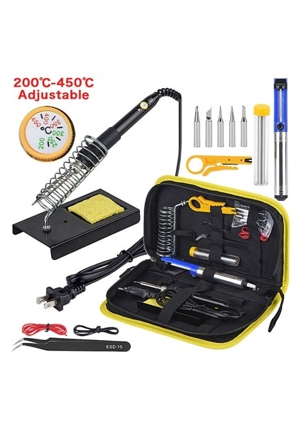 Resim Renk 60W 110V, Ab Jcd 220V 60W Elektrikli Havya Ayarlanabilir Sıcaklık Lehim Kaynak Rework Havya Kiti Pompa Standı Tutucu Ipuçları (Yurt Dışından)